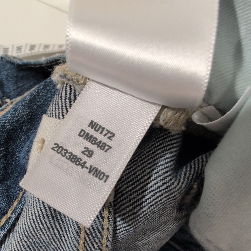 Madewell Low-Slung Baggy Crop Jeans Blue Raw Hem 29 NU172 DM8487 - Picture 7 of 10